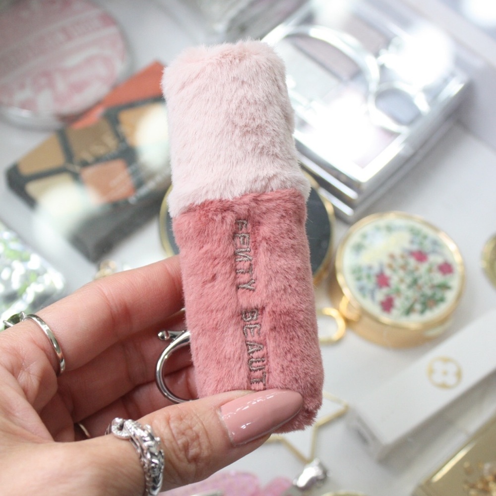 Fenty gloss bomb Pink Fuzzy keychain BNIB